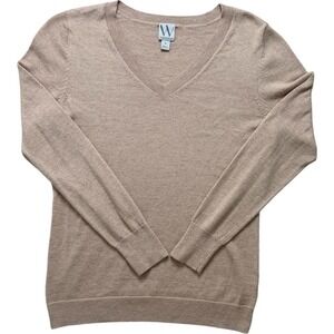 Worthington Women's Heather Camel V Neck Long Sleeve Pullover Size M
